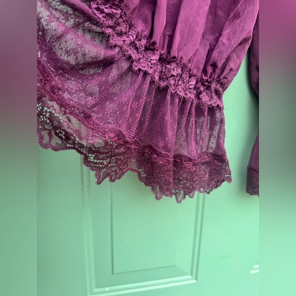 SOLD Free People Forever Young Bloomer Pants Lace Red Burgundy Precious Wine L - Picture 8 of 10